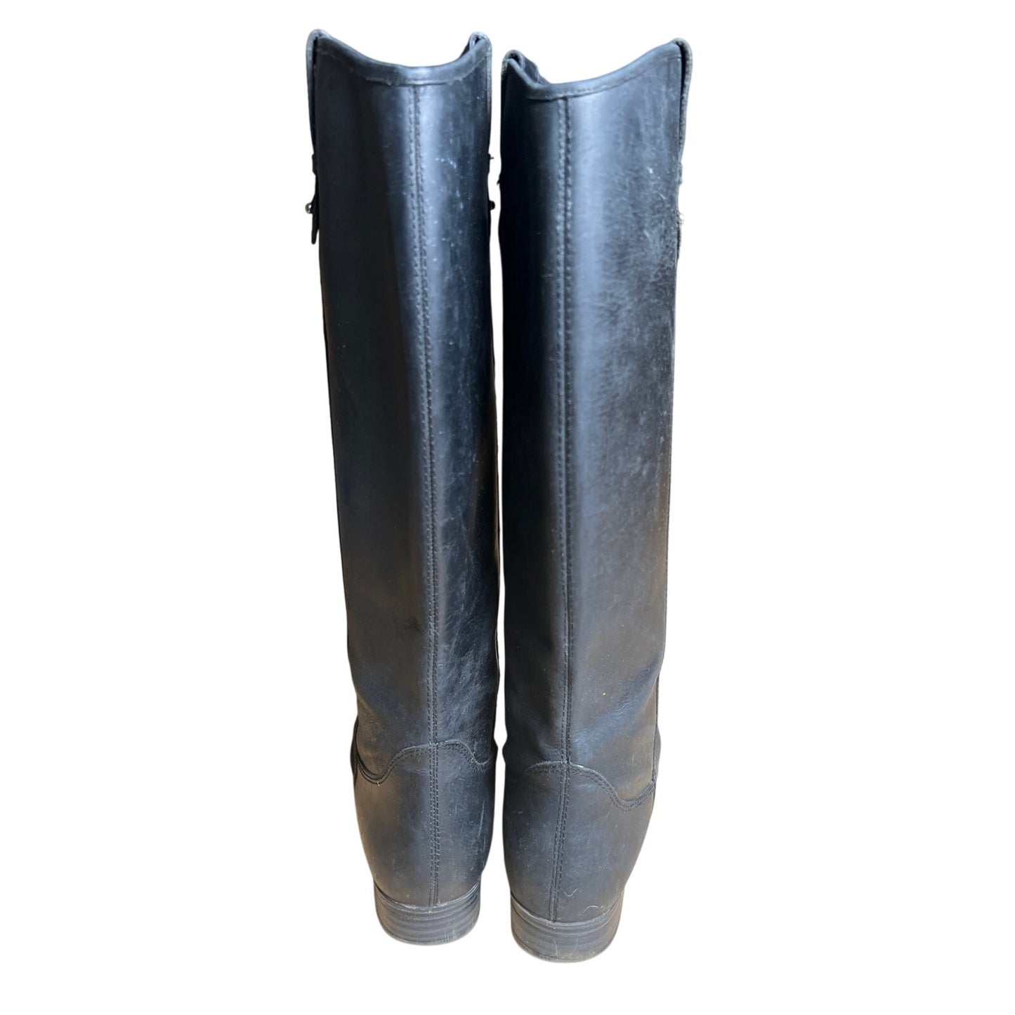 Frye & Co Tall Black Leather Pull On Equestrian Riding Boot Size 8