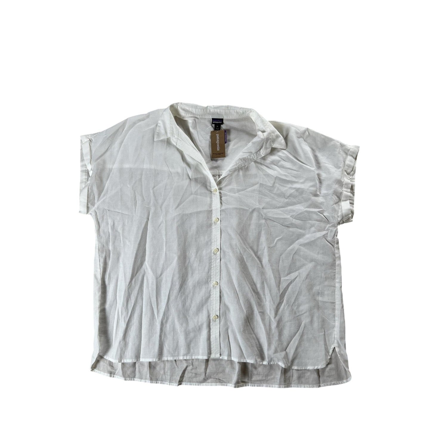 Patagonia Button-Up Womens XL White Collared Short Sleeve Lightweight Casual