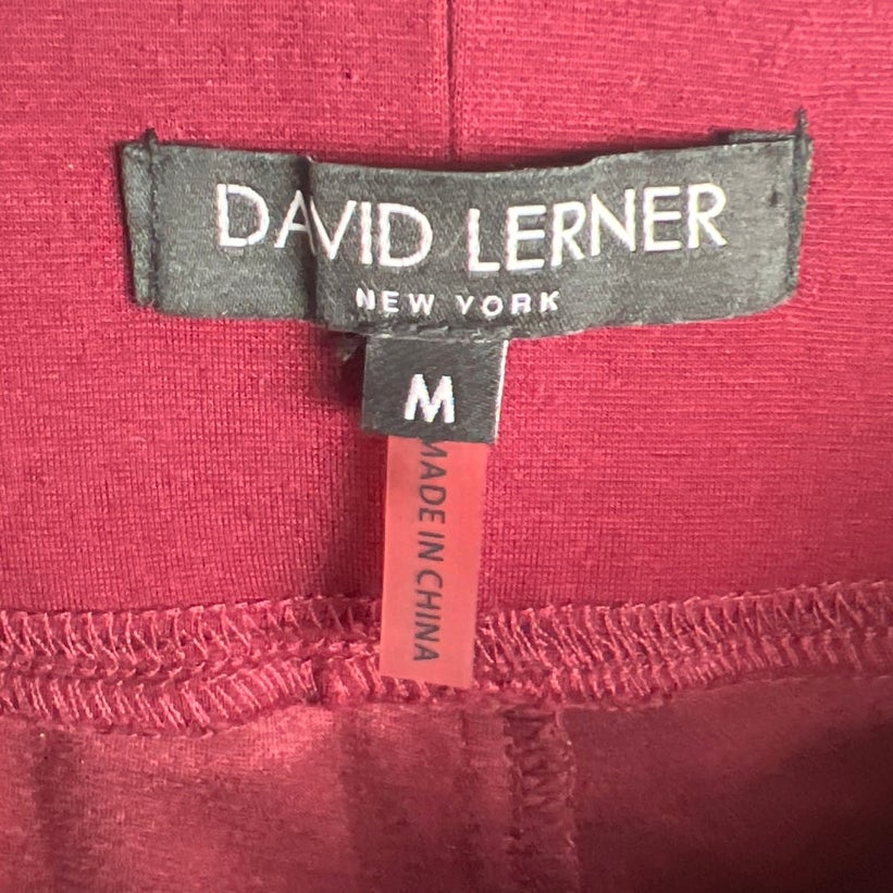 David Lerner NY Medium Micro Suede Leggings Stretch Burgundy