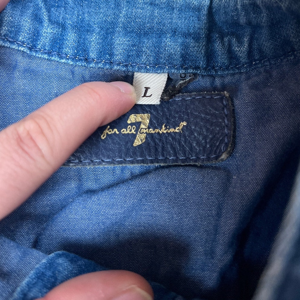 7 For All Mankind Women Button Up Jean Jacket Size Large