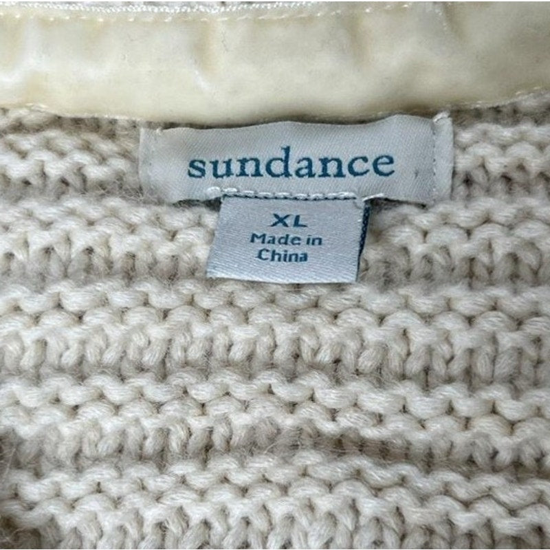 Sundance Cushion Womens Extra Large Beige Braided Cotton Blend Cardigan Sweater