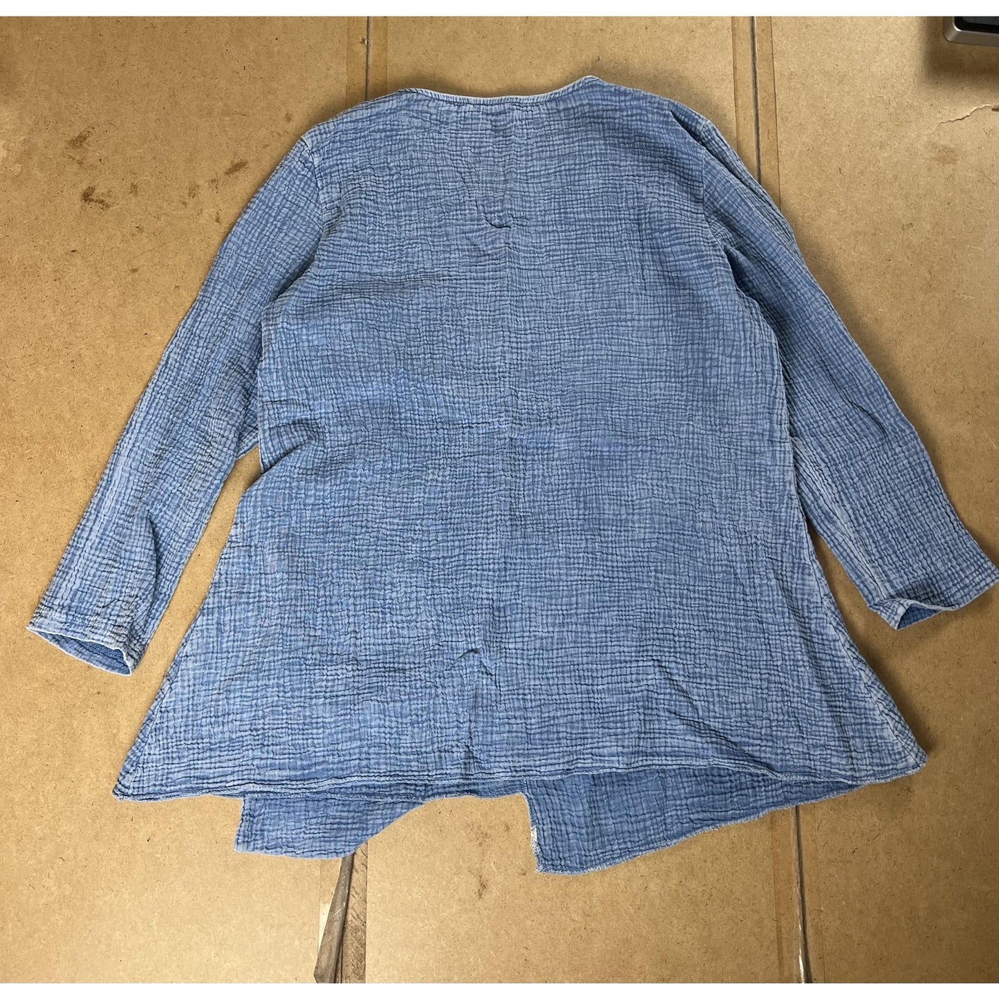 Jess & Jane Blouse Womens S Blue Tunic Geometric Pockets Lightweight Relaxed