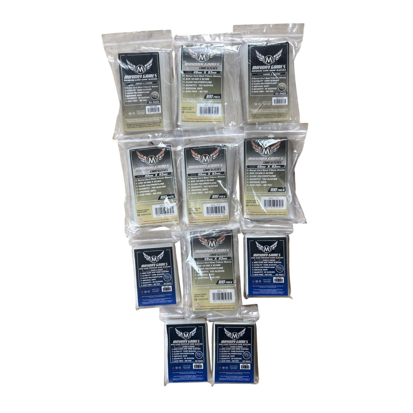 Mayday Games Card Sleeves Clear 100 Pack 49x93mm Premium Polypropylene