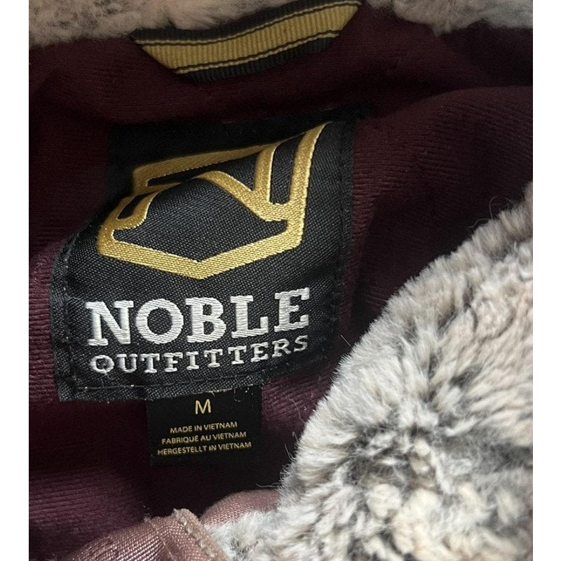 Noble Outfitters Jacket Womens M Purple Hooded Canvas Parka Lined Zip Pockets