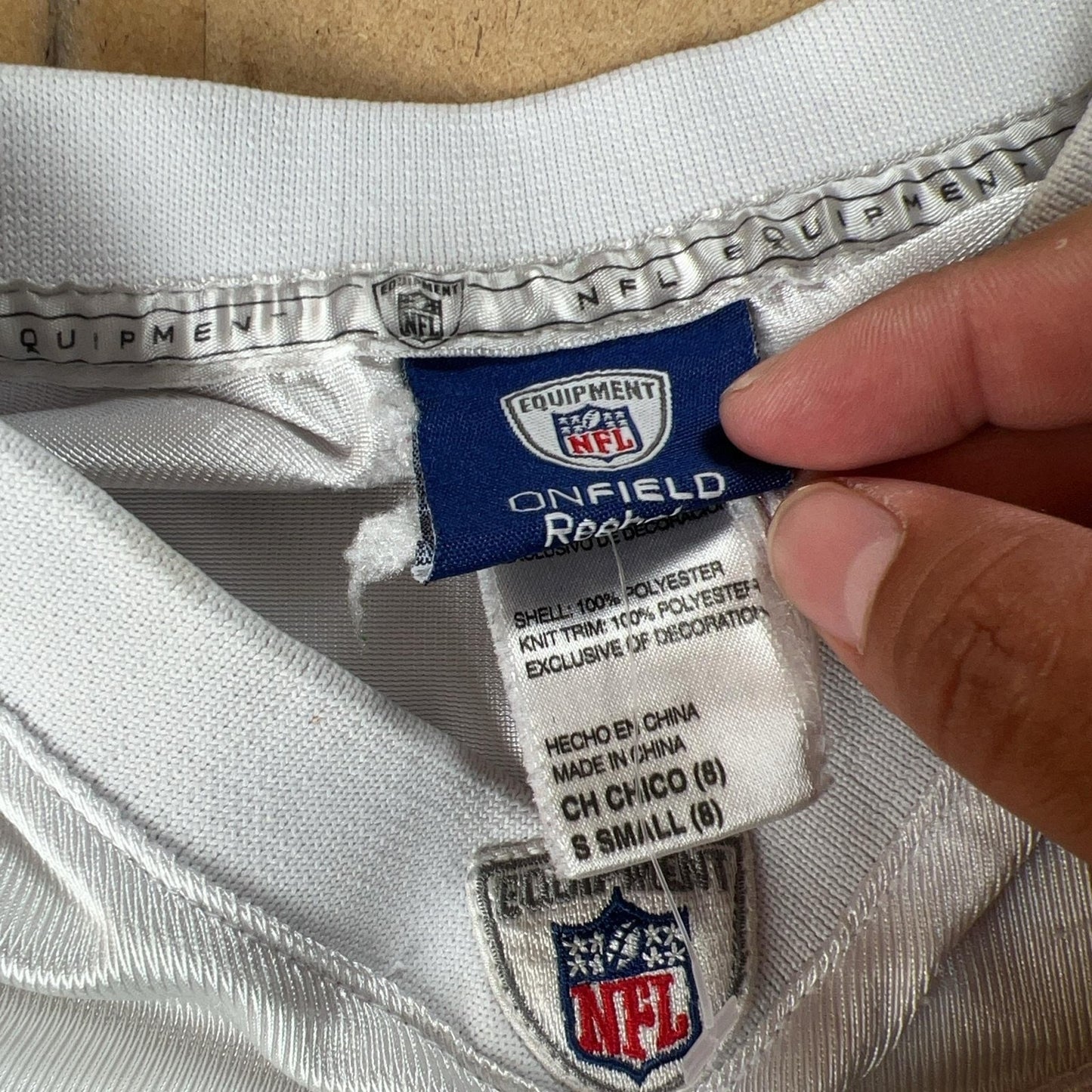 Reebok Teens S White Jersey T-Shirt Favre 4 New York Jets Mesh V-Neck NFL