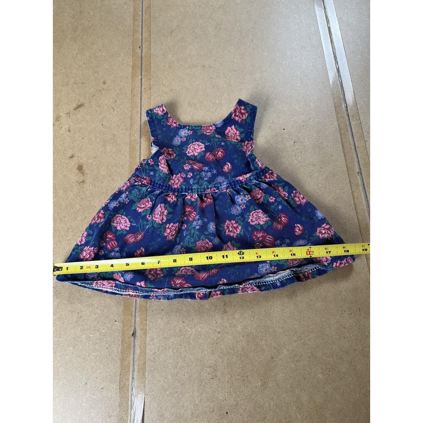 Lee Jeans Sundress Girls One Size Blue Floral Denim Sleeveless Button Pockets