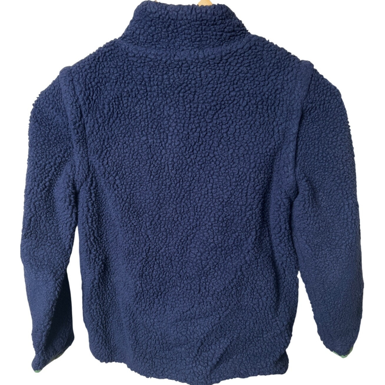 Mini Boden 7-8Y Navy/Green Convertible Lined Sherpa Jacket Vest