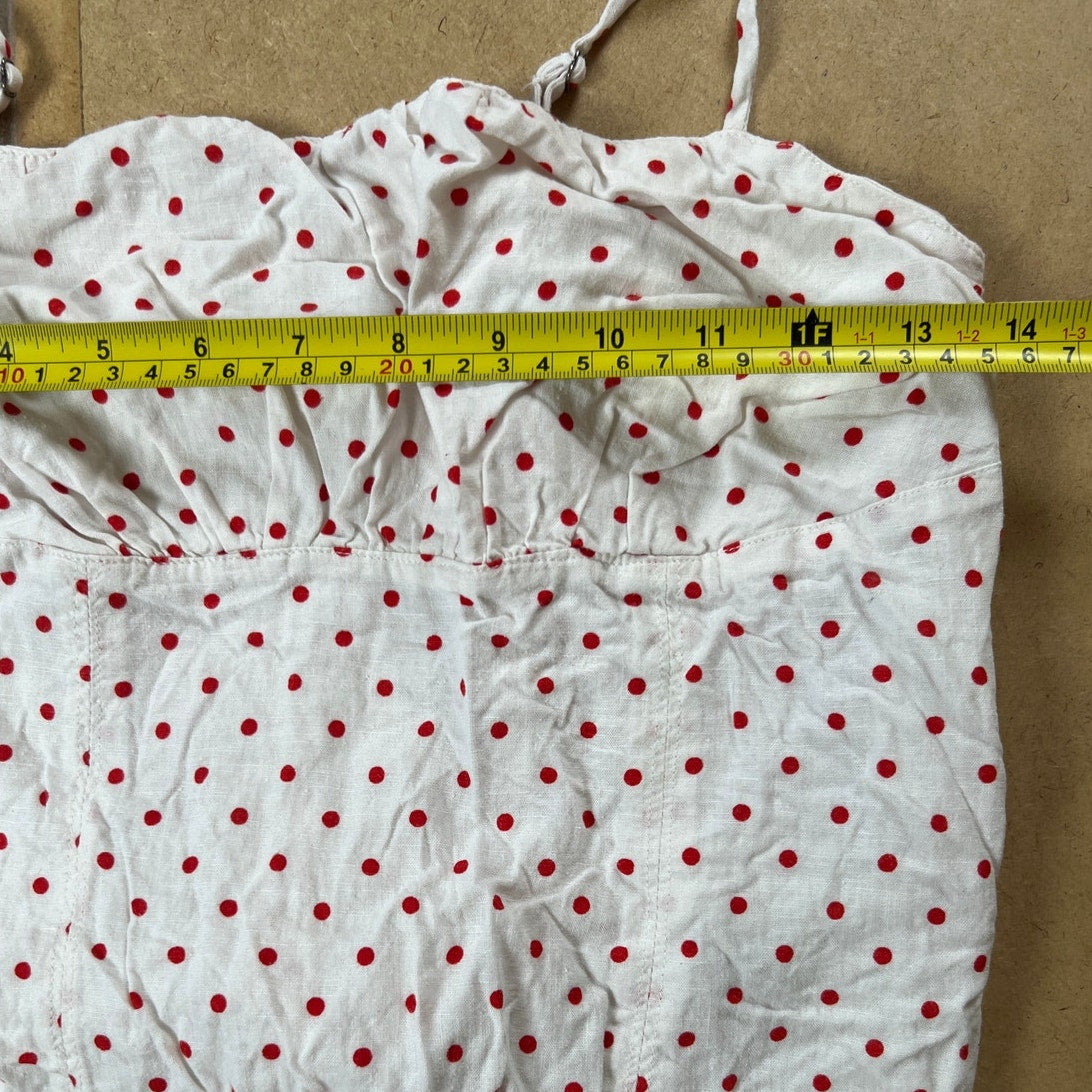 Anthropologie Maeve White and Red Polka Dot Tank Top Size 6