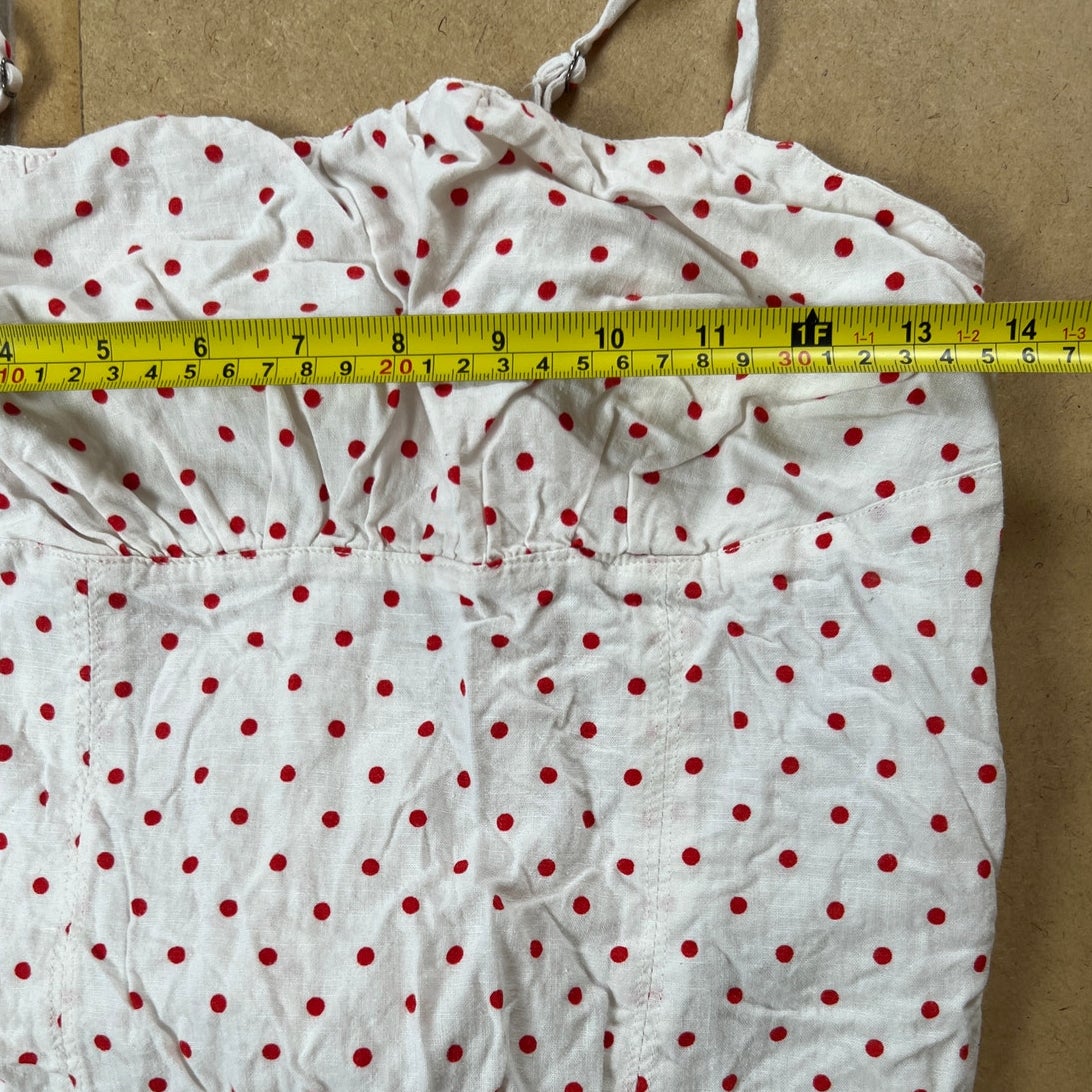Anthropologie Maeve White and Red Polka Dot Tank Top Size 6