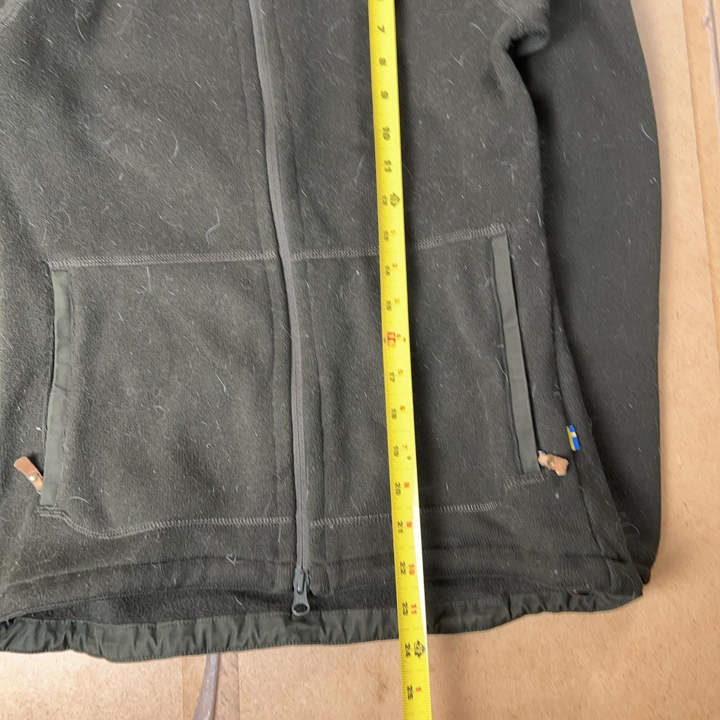 FJALLRAVEN Sweater Womens L Green Ovik Fleece Hoodie Full Zip Pockets Outdoor