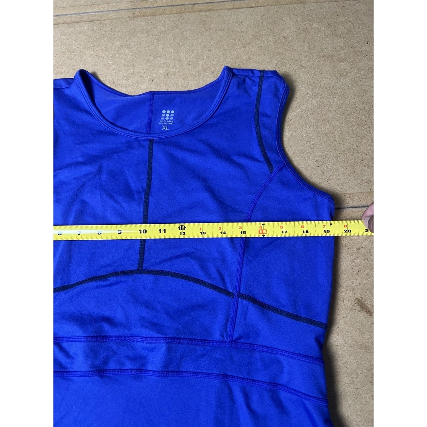 Title Nine Dress Womens XL Blue Tank Dress Fit & Flare Short Stretch Logo