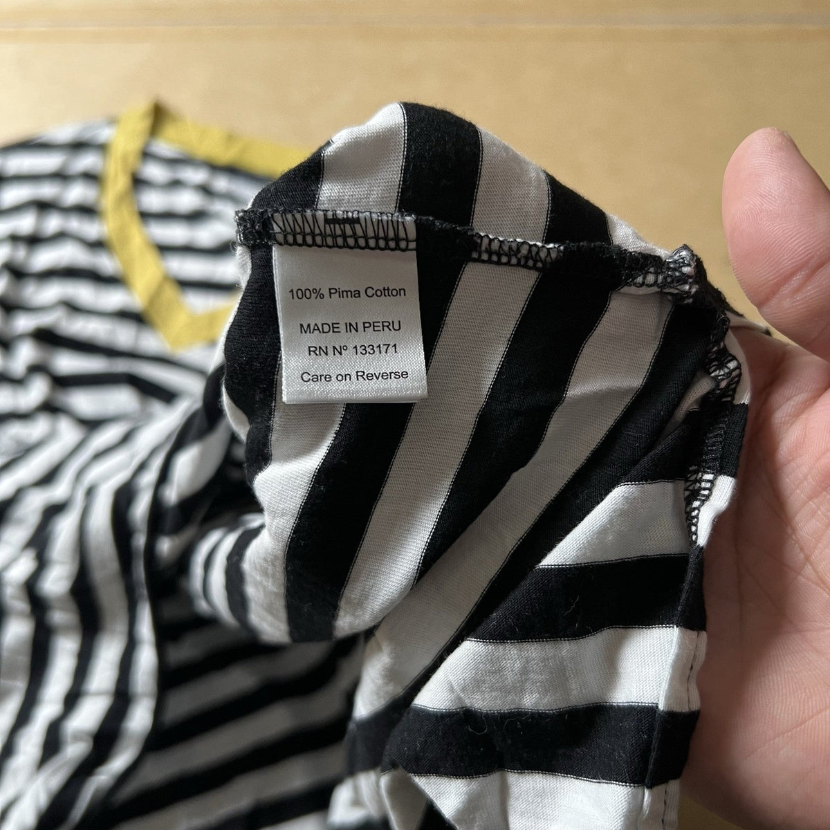 Planet By Lauren G T-Shirt Womens One Size Striped Black White V-Neck Cotton