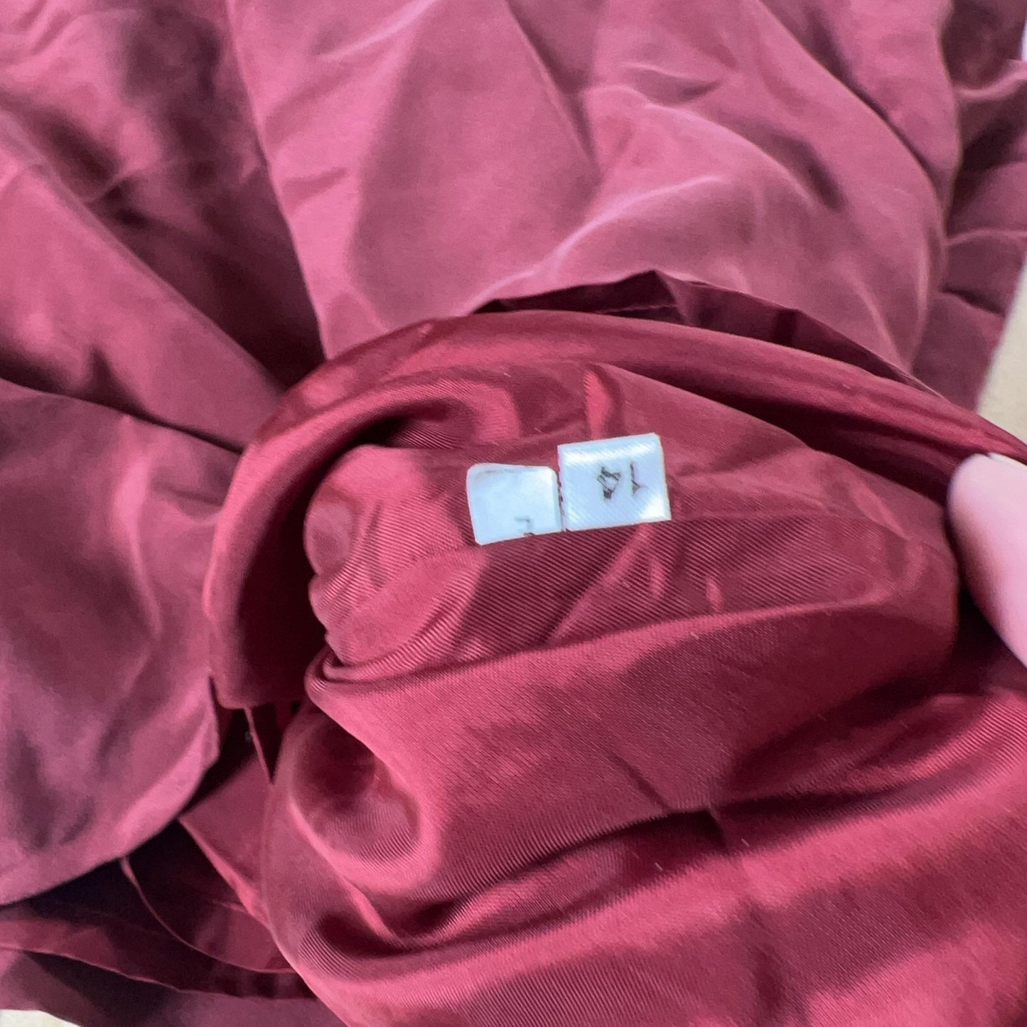 Due Per Due Cardigan Womens 14 Red Silk Lined Collared Pockets Button Business