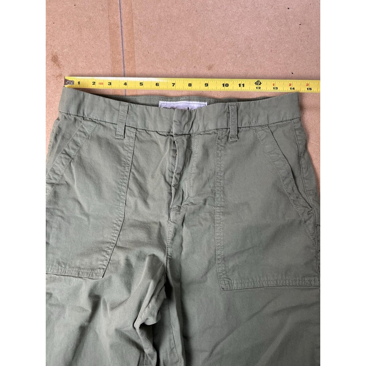 Frank & Eileen Pants Womens 6 Green Cargo Twill Elastic Waist Pockets Zip