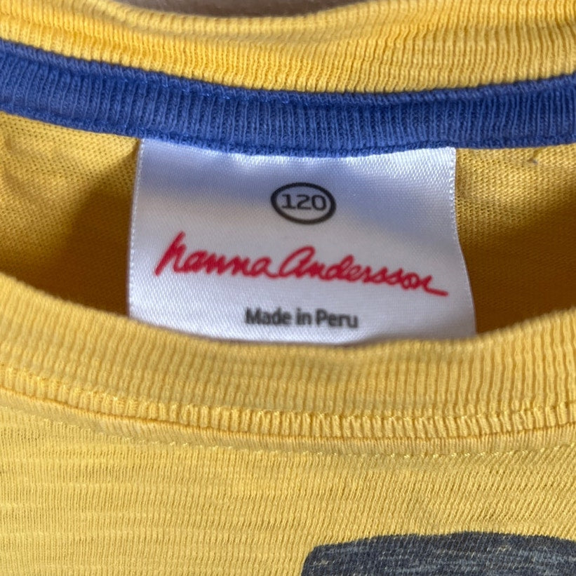 Hanna Anderson 120 Race Car Yellow T-shirt Painted