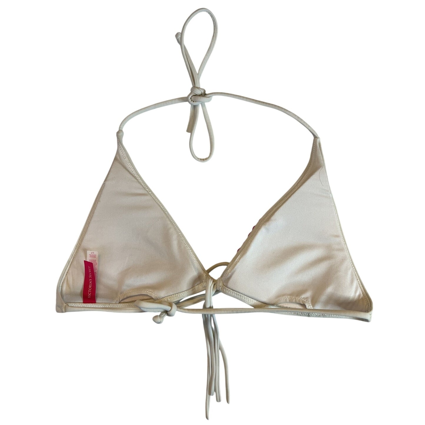 Victoria's Victoria Secret Bikini Halter Top S Small White With Rhinestones EUC