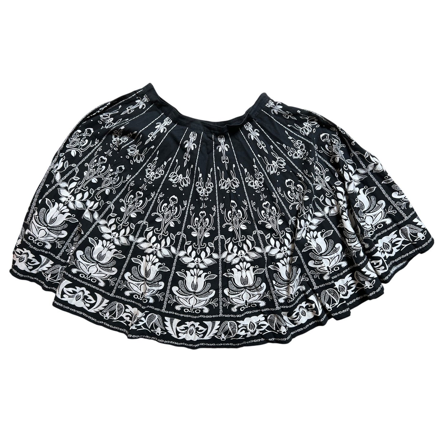 Norm Thompson Black/White Floral Skirt Women Size 16