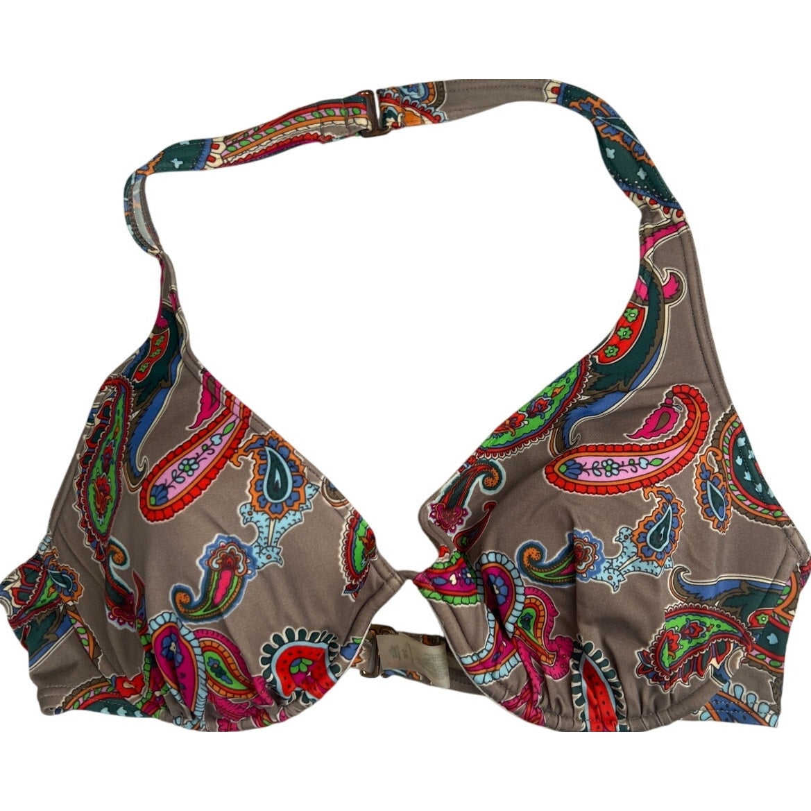 Victoria's Secret Brown Paisley Halter Bikini Top 36C EUC