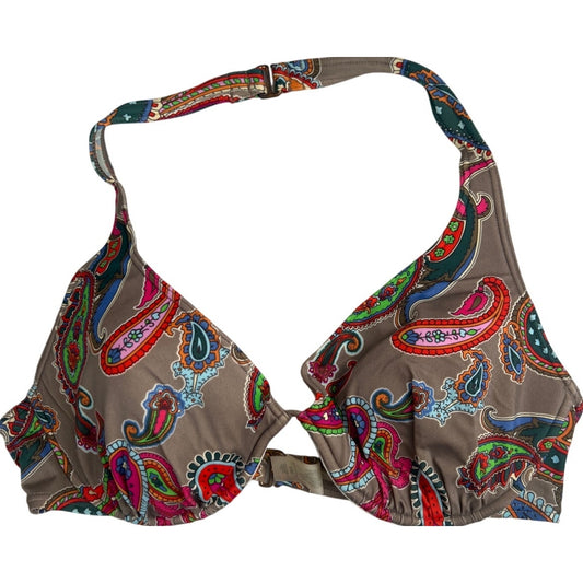 Victoria's Secret Brown Paisley Halter Bikini Top 36C EUC