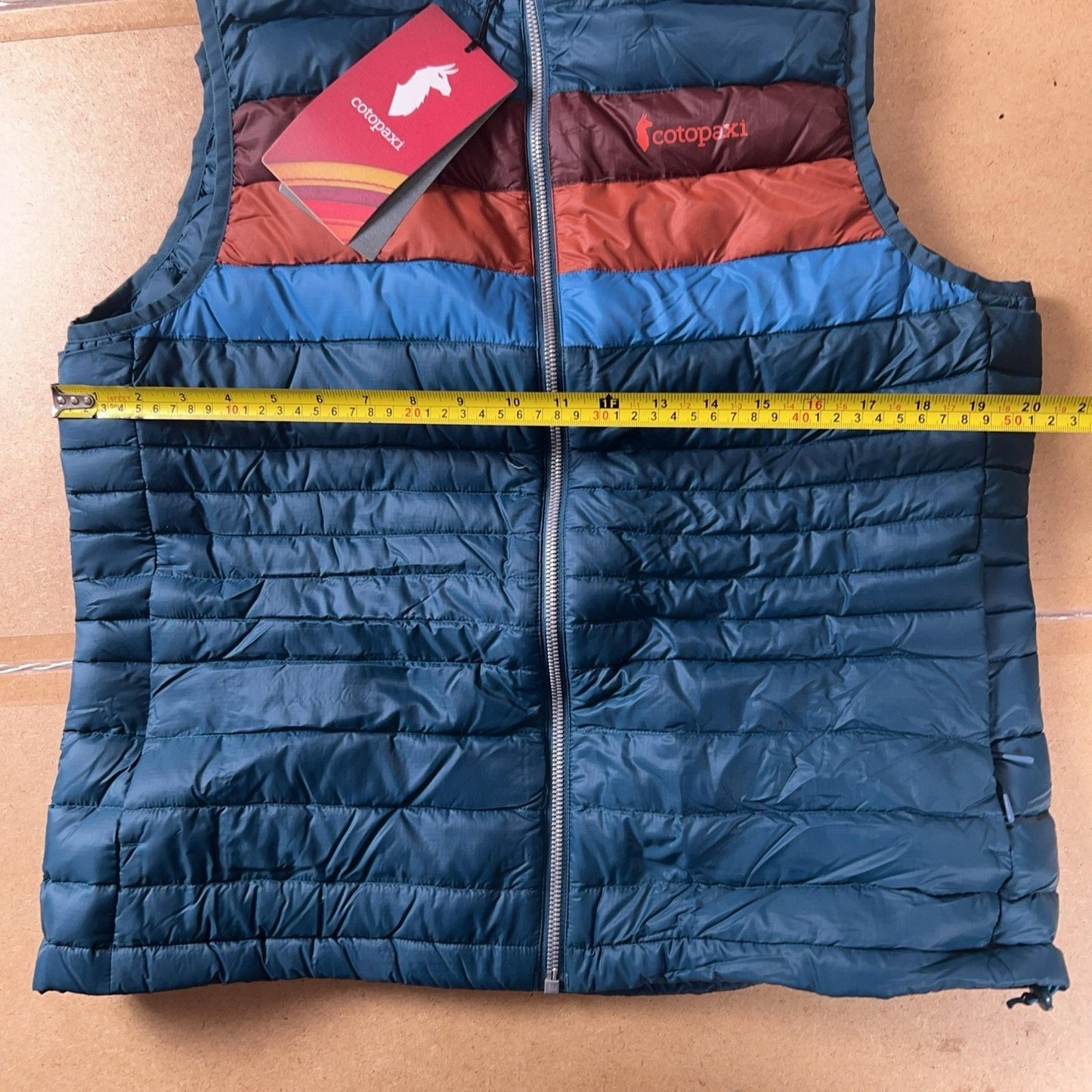 Cotopaxi Vest Womens L Blue Fuego Down Striped Packable Insulated Lightweight