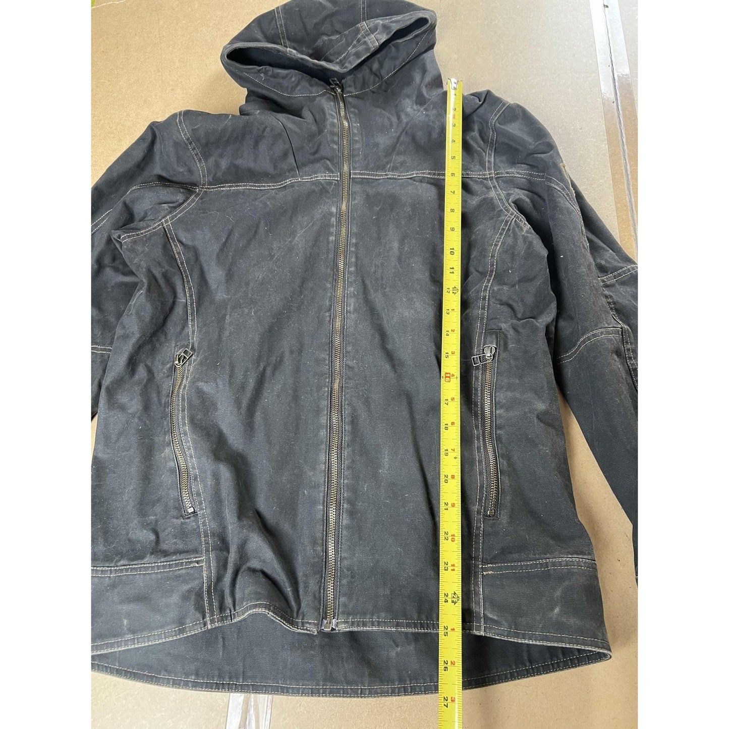 Kuhl Jacket Unisex S Black Hooded Fleece Lined Full Zip Pockets Canvas