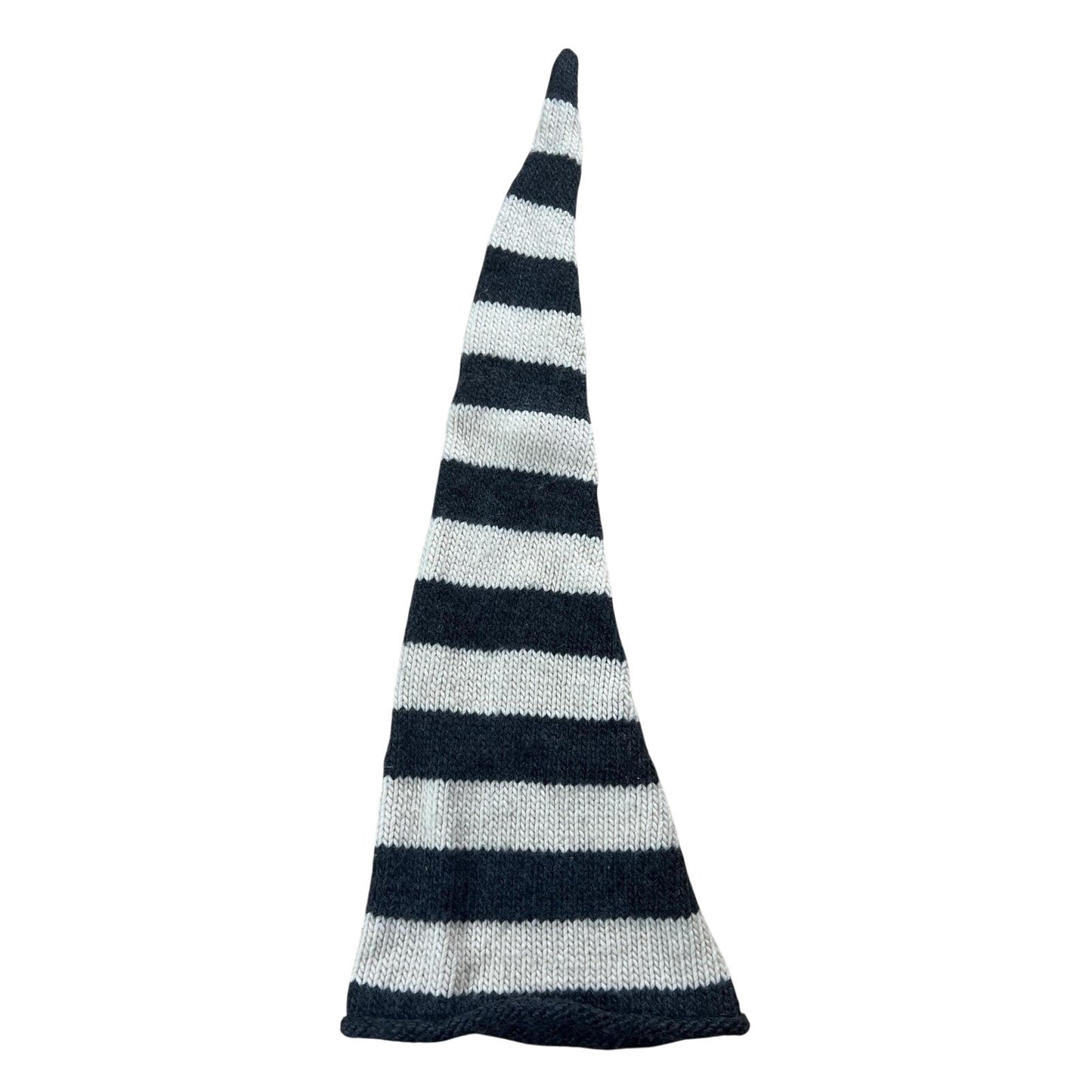 J.CREW Beanie Womens One Size Gray Cream Wool Striped Long Elf Hat Winter