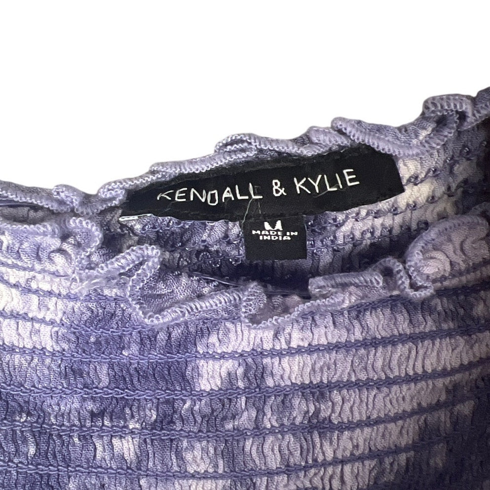 Kendall & Kylie Top Size Medium 100% Rayon Crop Top Smocked Shirt