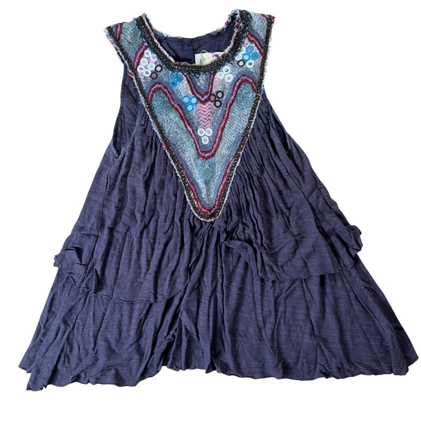 Free People Tank Womens S Purple Embellished Beaded Boho Jersey Summer