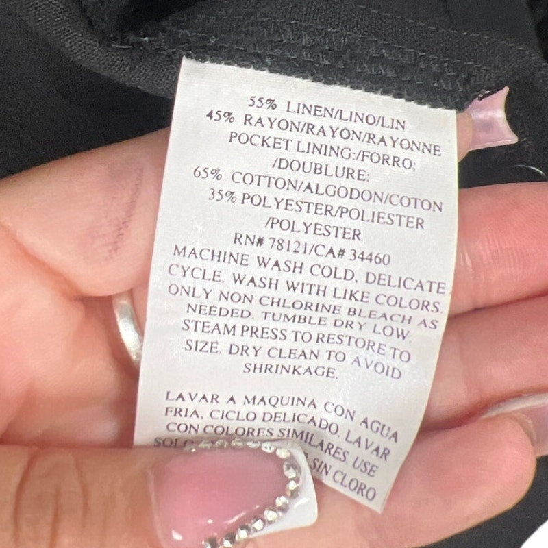 Eileen fisher Size Large Linen Black Button Down Mandarin Top Women’s Size L