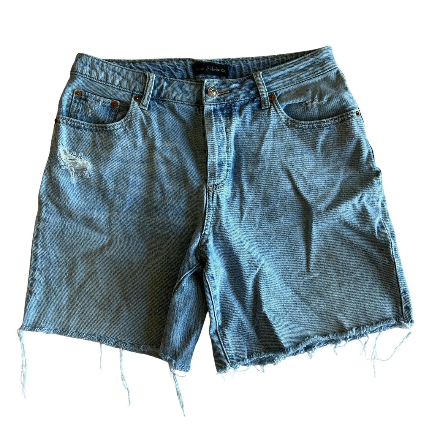 House Of Harlow 1960 Womens 27 Blue Denim Cut-Off Shorts Fringe 5-Pocket