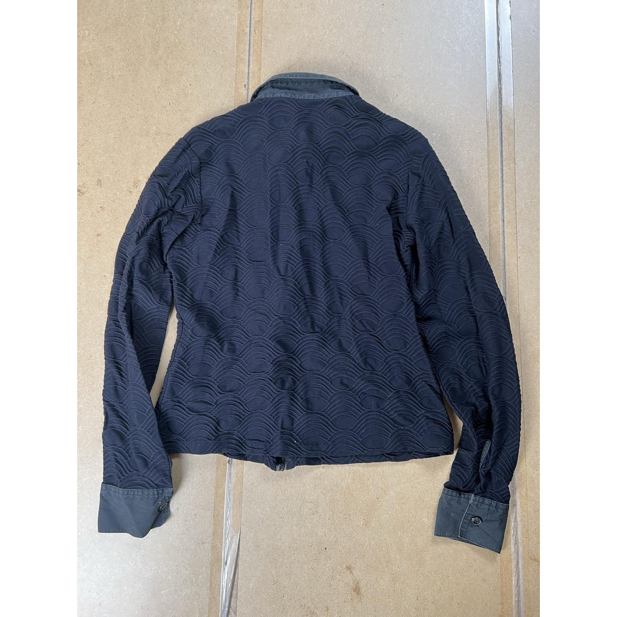 Rayure Sweater Womens S Black Full Zip Collared Pockets Geometric Knit