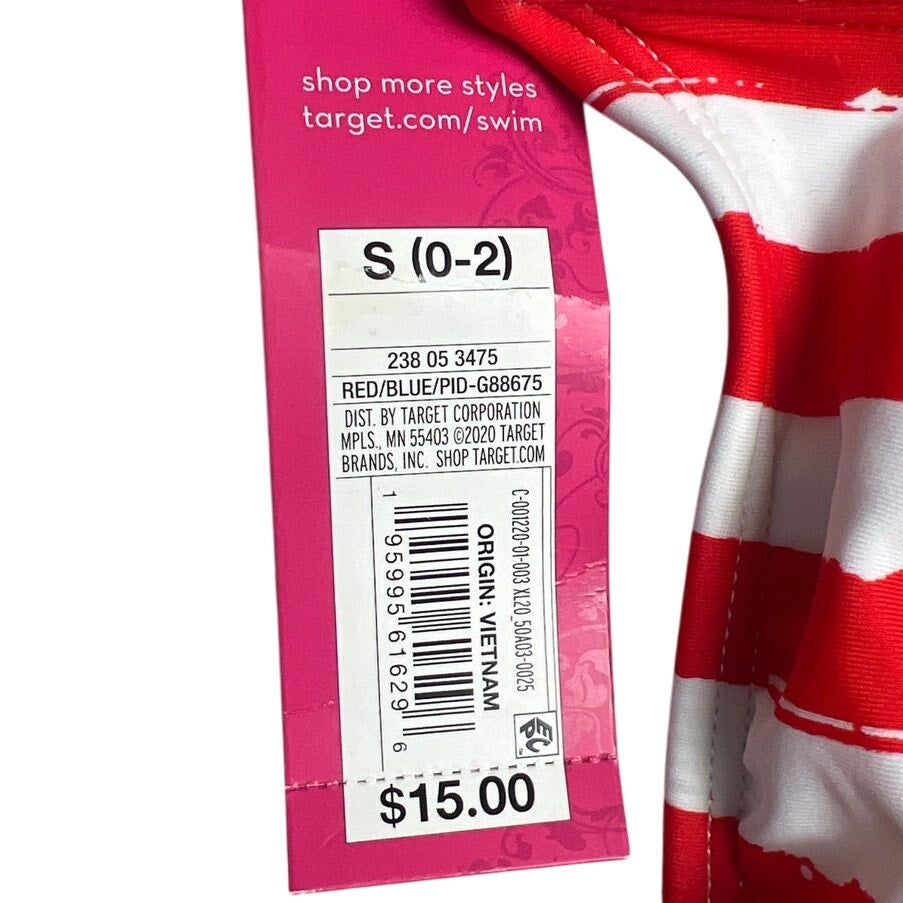 Xhilaration NWT Swim Bikini Bottom Striped Red Size Small S Side Tie