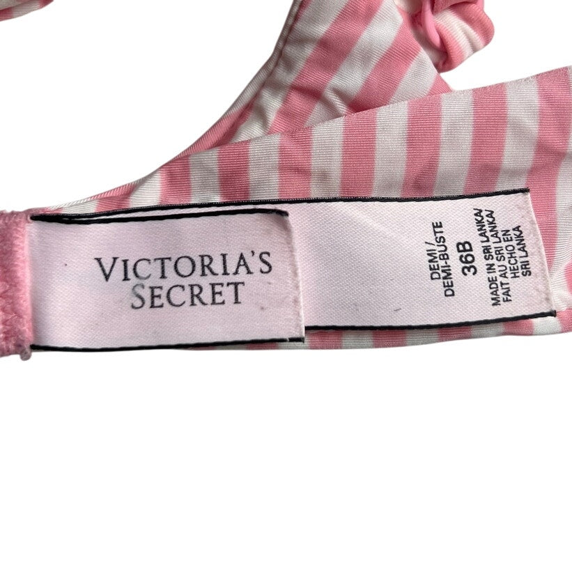 Victoria's Secret Demi Busted 36B Pushup Bra Padded Pink White Striped Underwire