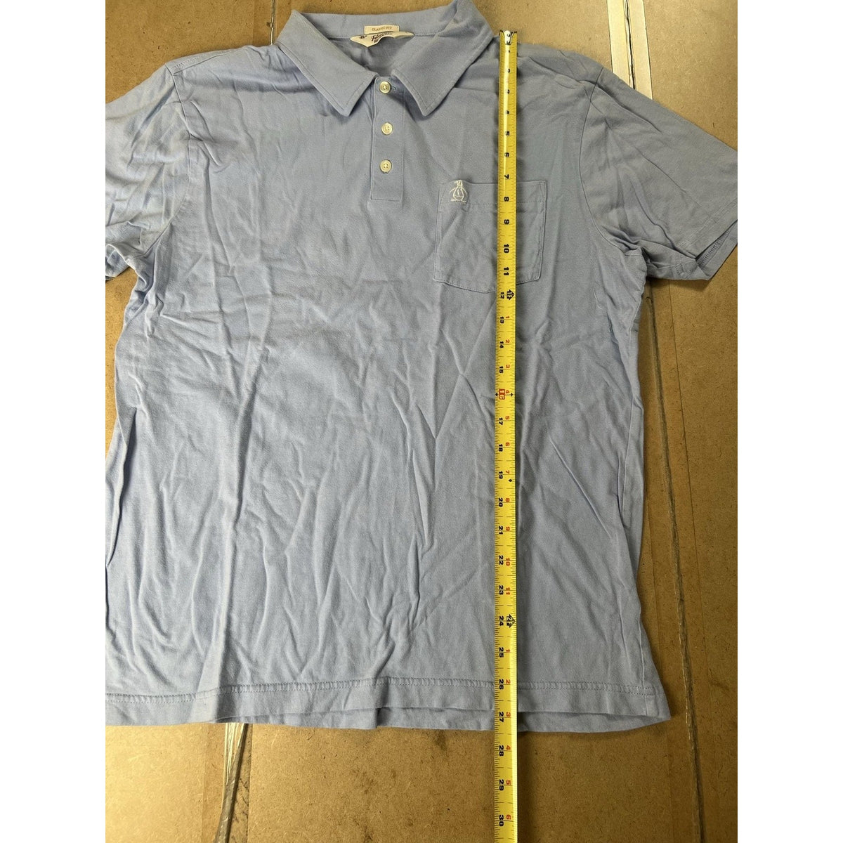Original Penguin Polo Shirt Mens L Blue Classic Fit Cotton Pocket Collared