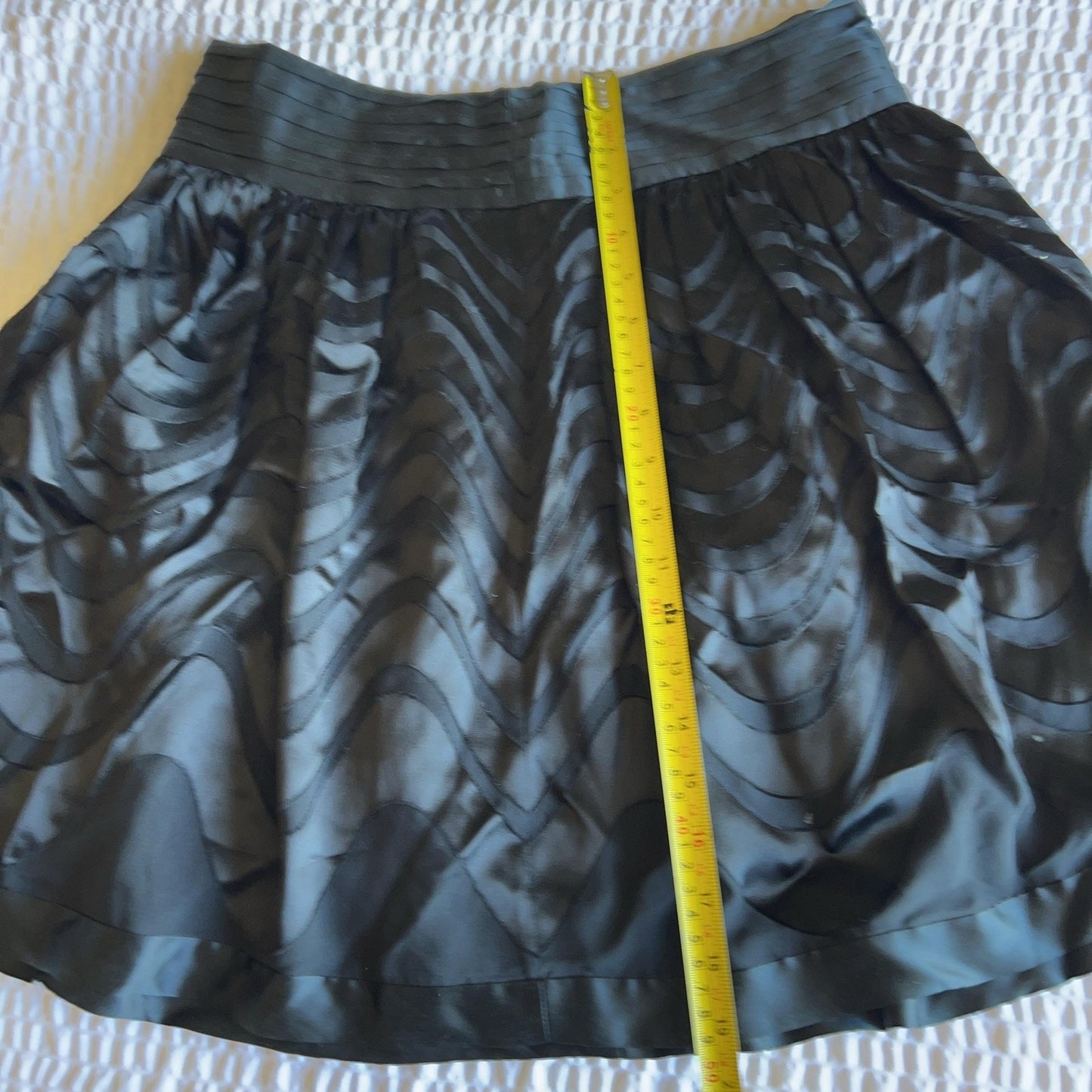 Skirt Womens 30 Black Skater Satin Pleated Layered Lined Zip Party Cocktail