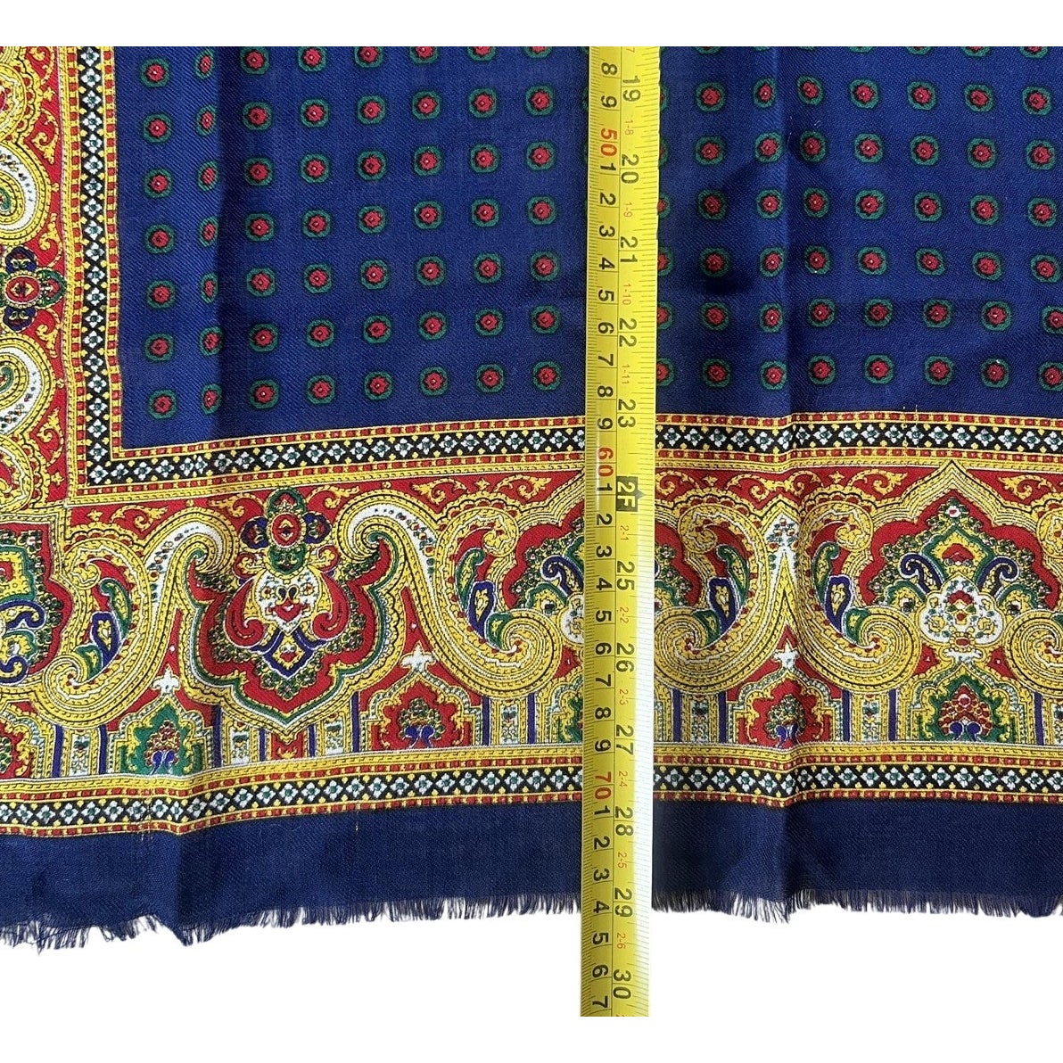 Baar & Beards Kerchief Mens One Size Blue Wool Square Scarf Paisley Italy