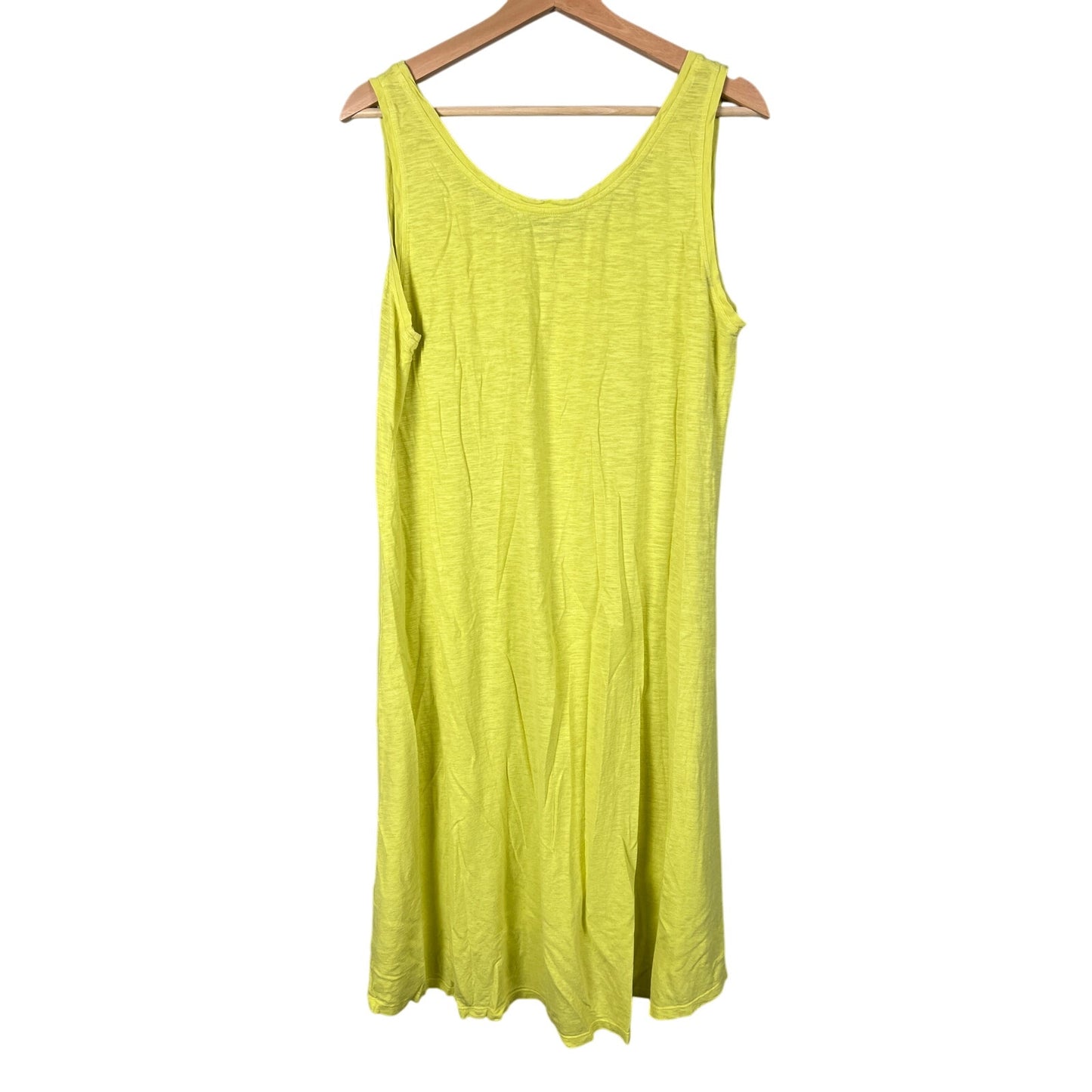 Eileen Fisher Honeydew Organic Cotton Hemp Twist Scoop Neck Tank Dress Women's Size M