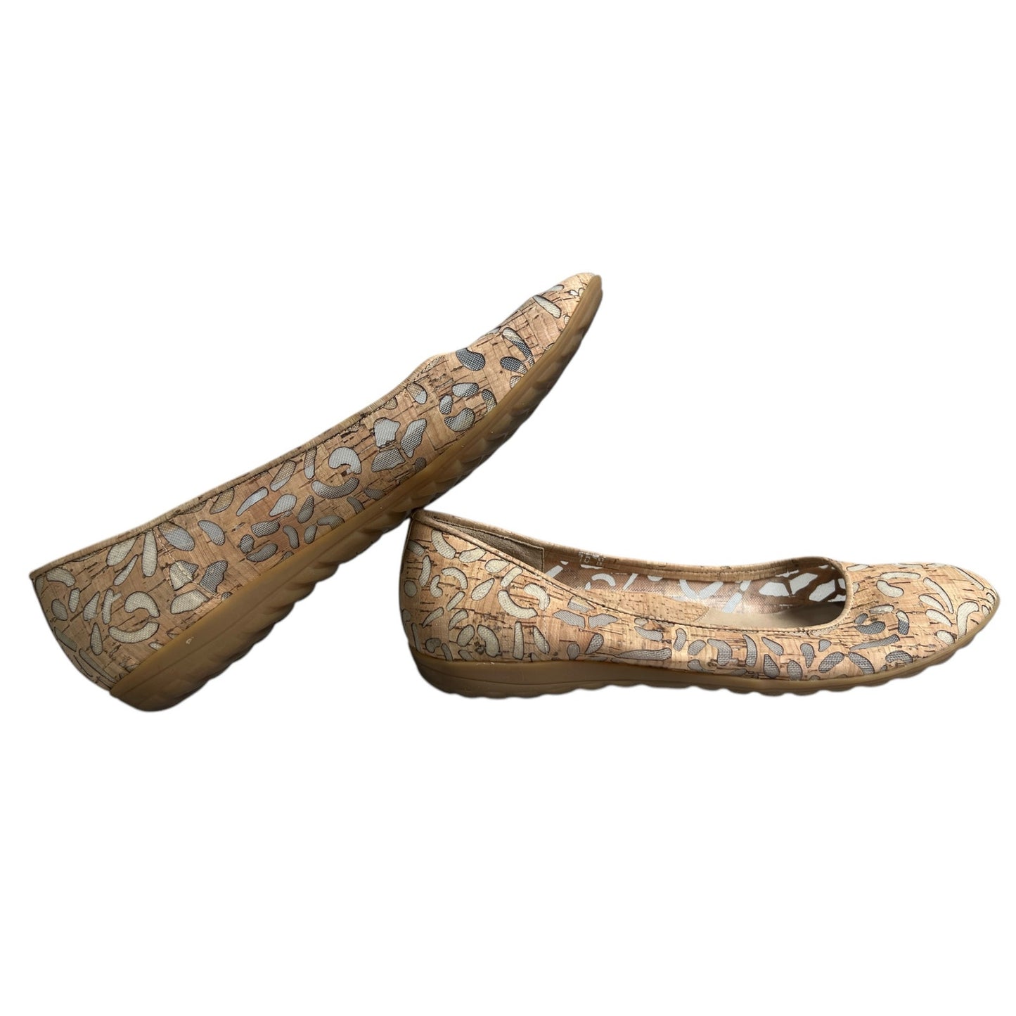 Sesto Meucci Bella Laser-Cut Cork Ballet Flats Shoes Natural Women's Size 10
