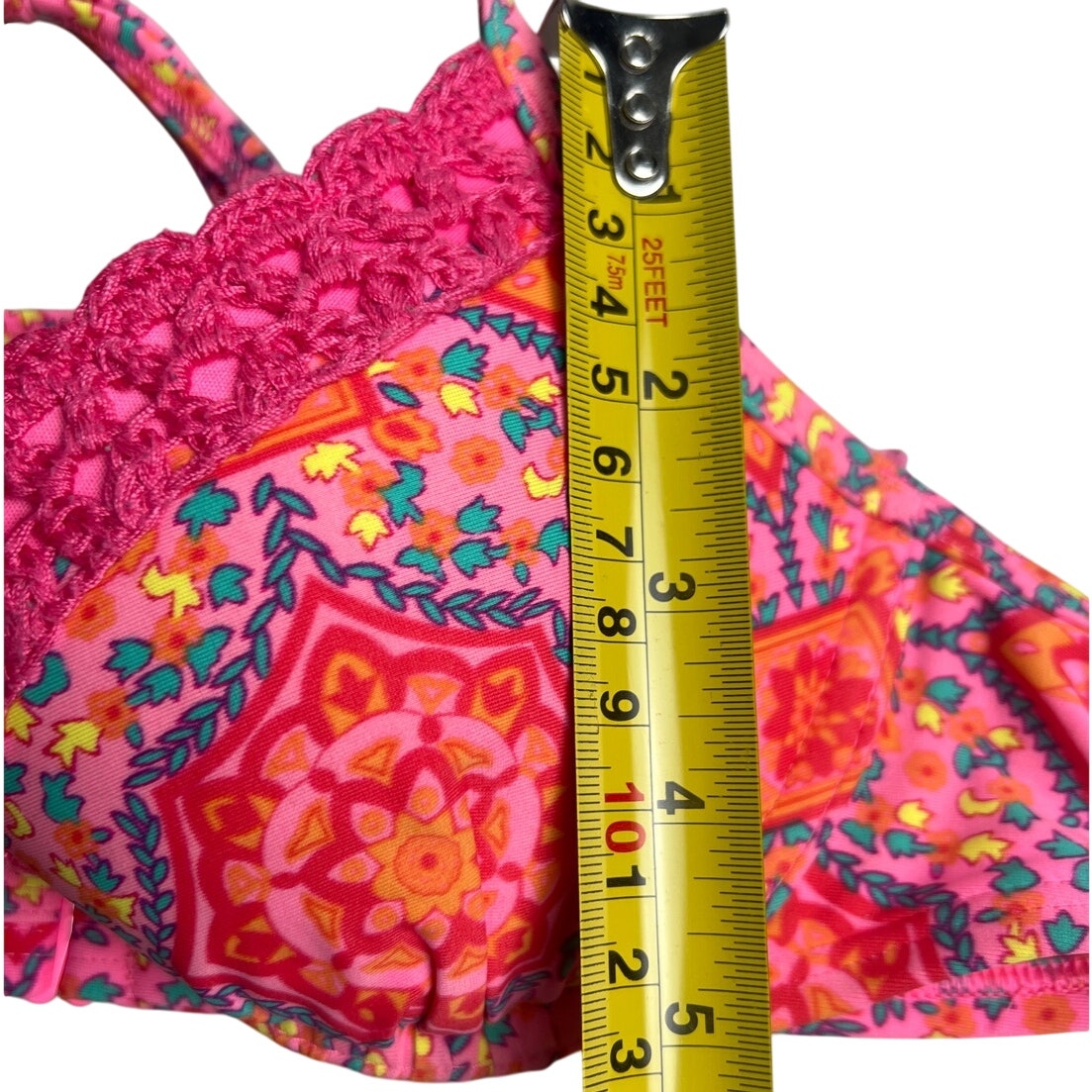 Aerie 34A Swim Barbie Pink Paisley Halter Bikini Top