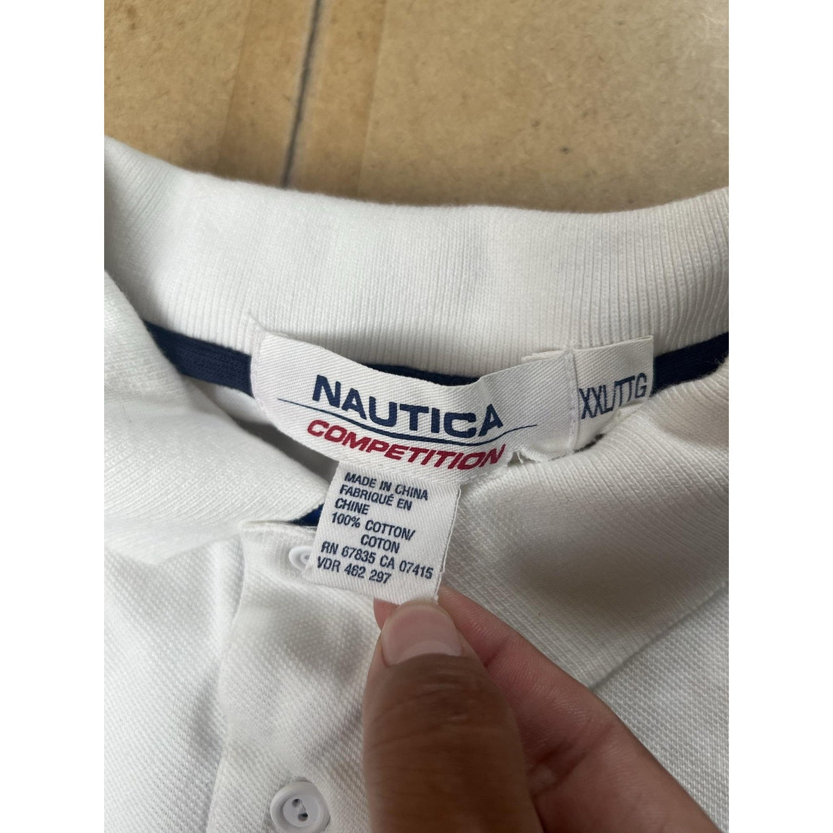 Nautica Shirt Mens 2XLT White Cotton Collared Big & Tall Competition Logo Pique