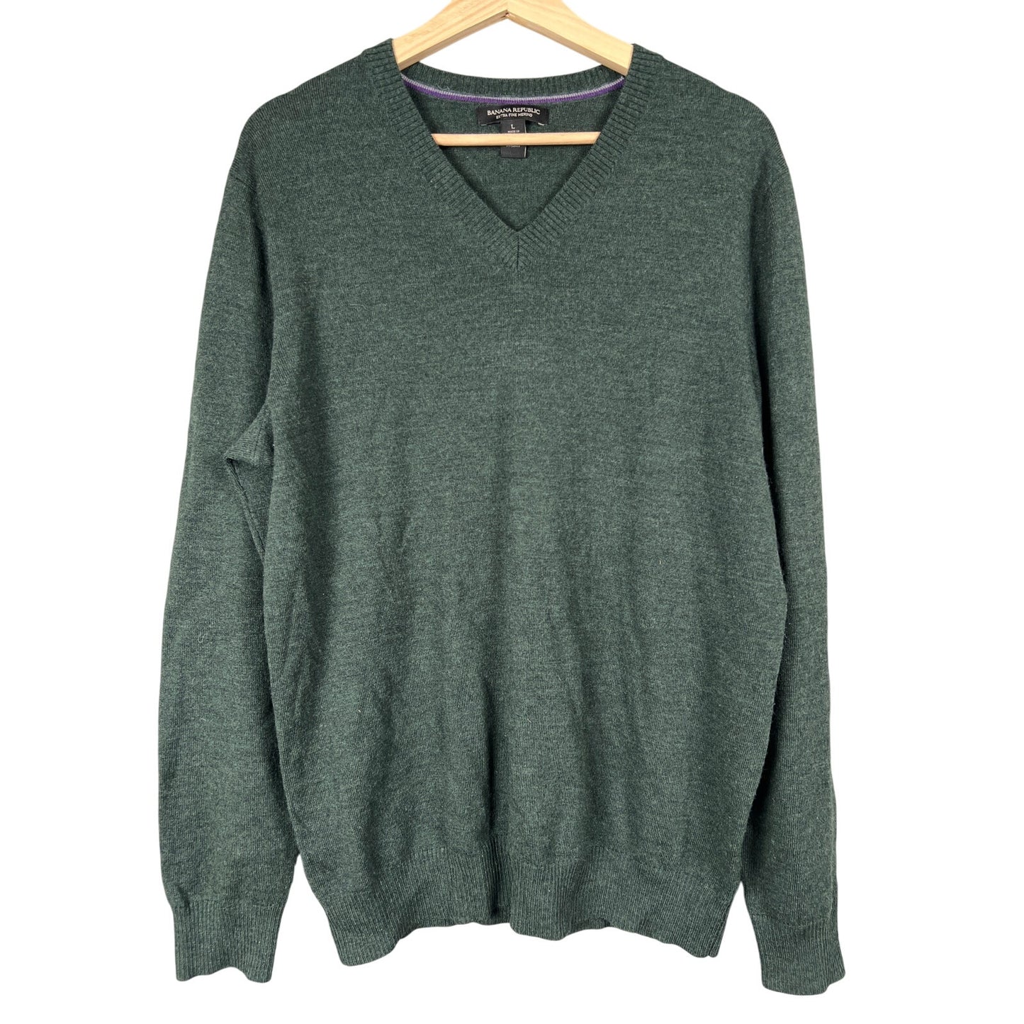Banana Republic Pulllover Green Sweater Size Large Extra Fine Merino