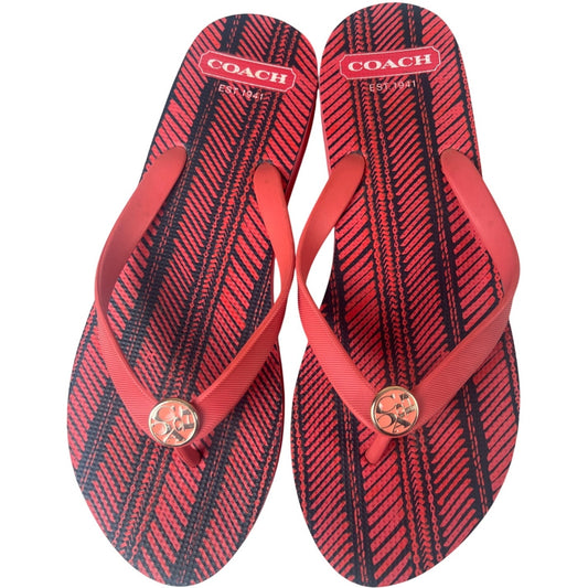 Coach Alessa Red Women Flip Flop Coral 9-10