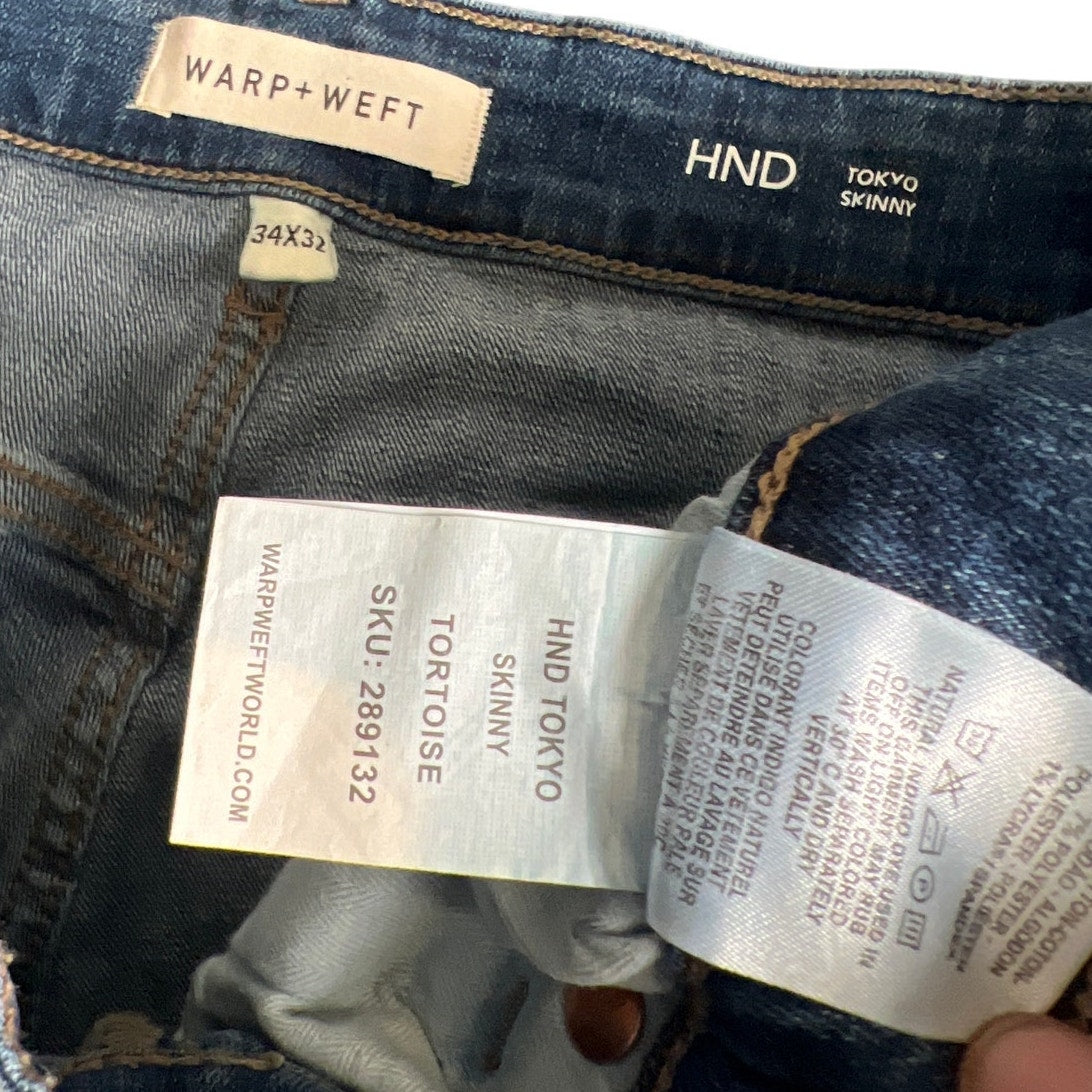 NWT Warp + Weft 34 x 32 HND Tokyo Skinny Denim Jeans Women's
