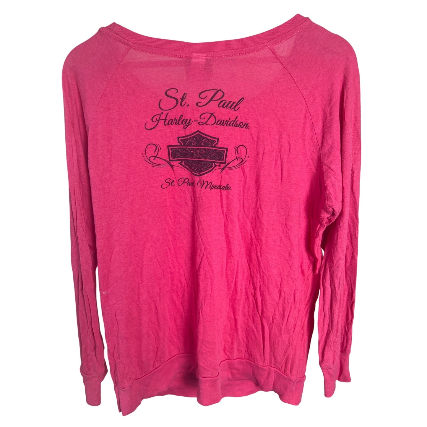 Y2K Harley Davidson Small Pink Sweatshirt Top Long Sleeve