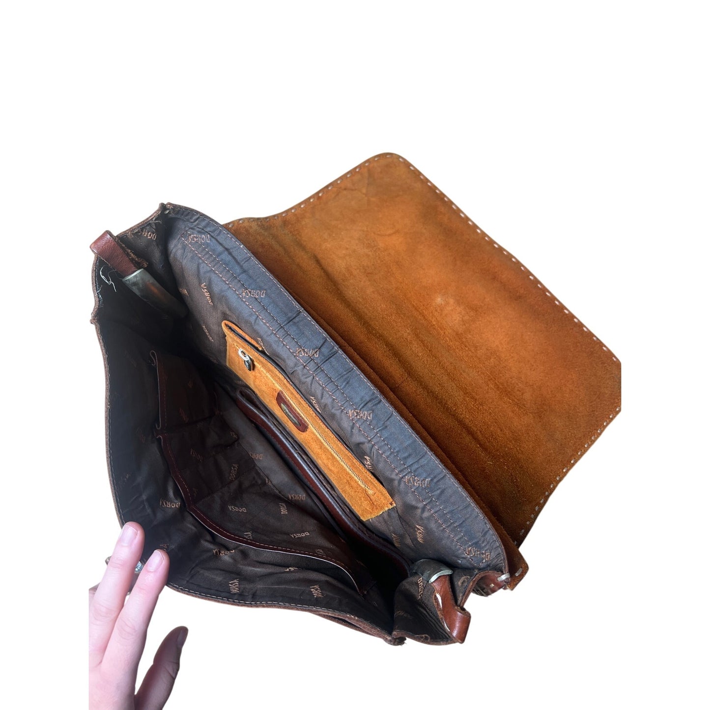 Vintage Dorsa Brown Leather Messenger Bag (No Handles)