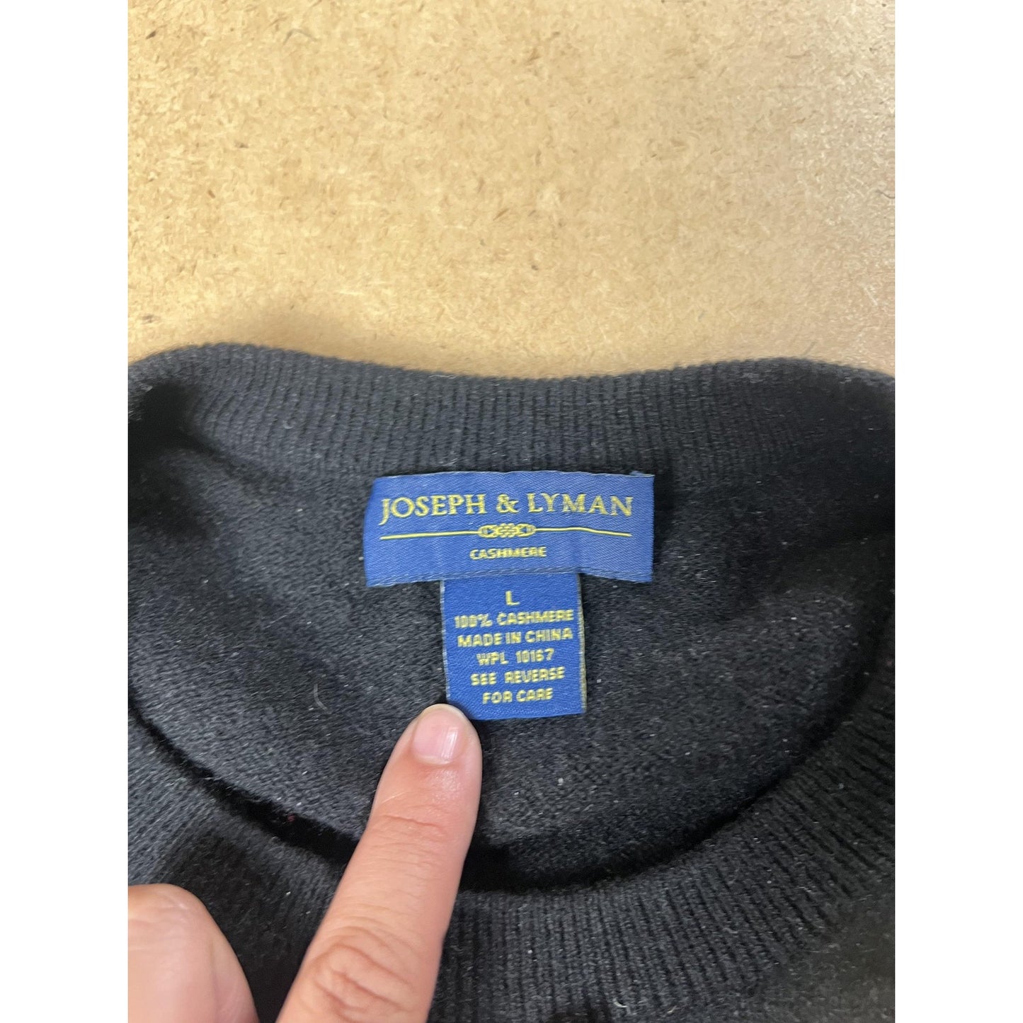Joseph & Lyman Sweater Mens L Black Cashmere Crew Neck Pullover Lightweight