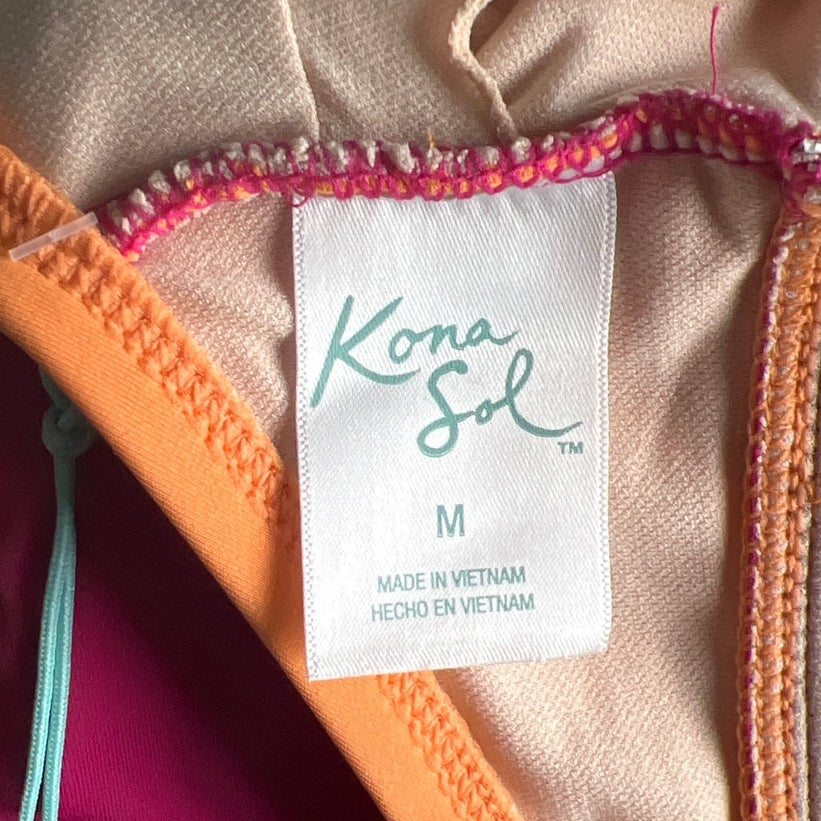 NWT Kona Sol Women's M One Piece Orange and Pink Swimsuit