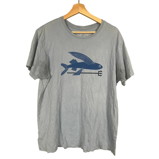 Patagonia Size Large 100% Organic Cotton Made In USA Blue Graphic Men Shirt Trident Trout