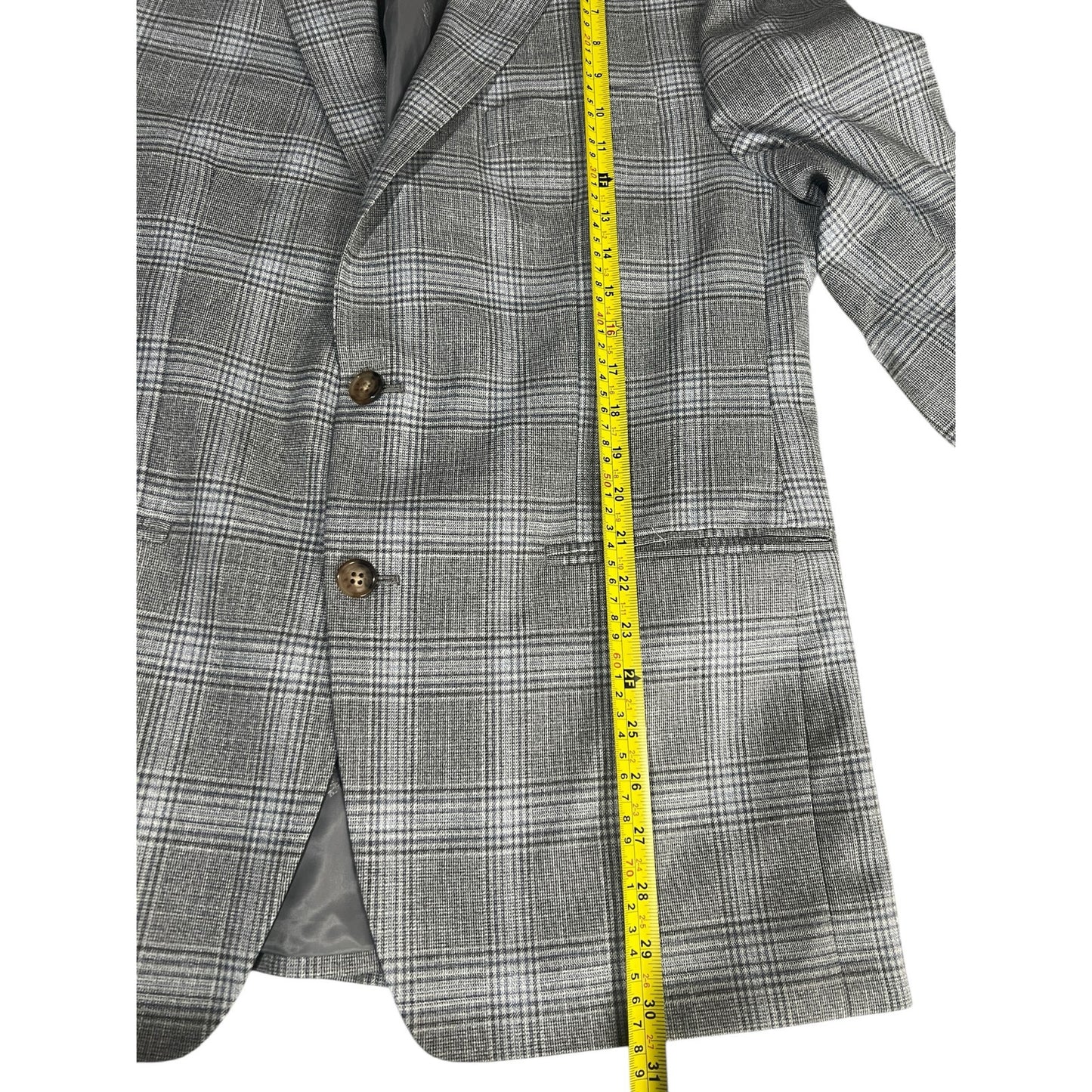 Unbranded Made In Vietnam Plaid Gray Suit Blazer *Dimensions In Pictures*