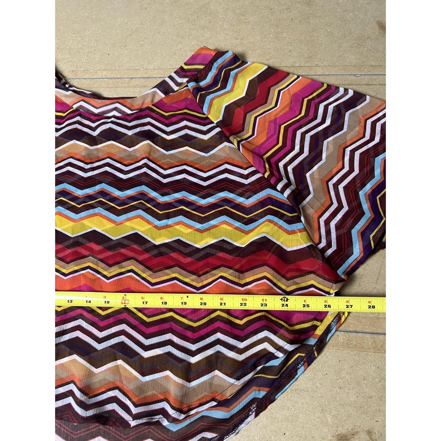 About A Girl... Blouse Womens L Multicolor Scoop Neck Kimono Sleeve Chiffon